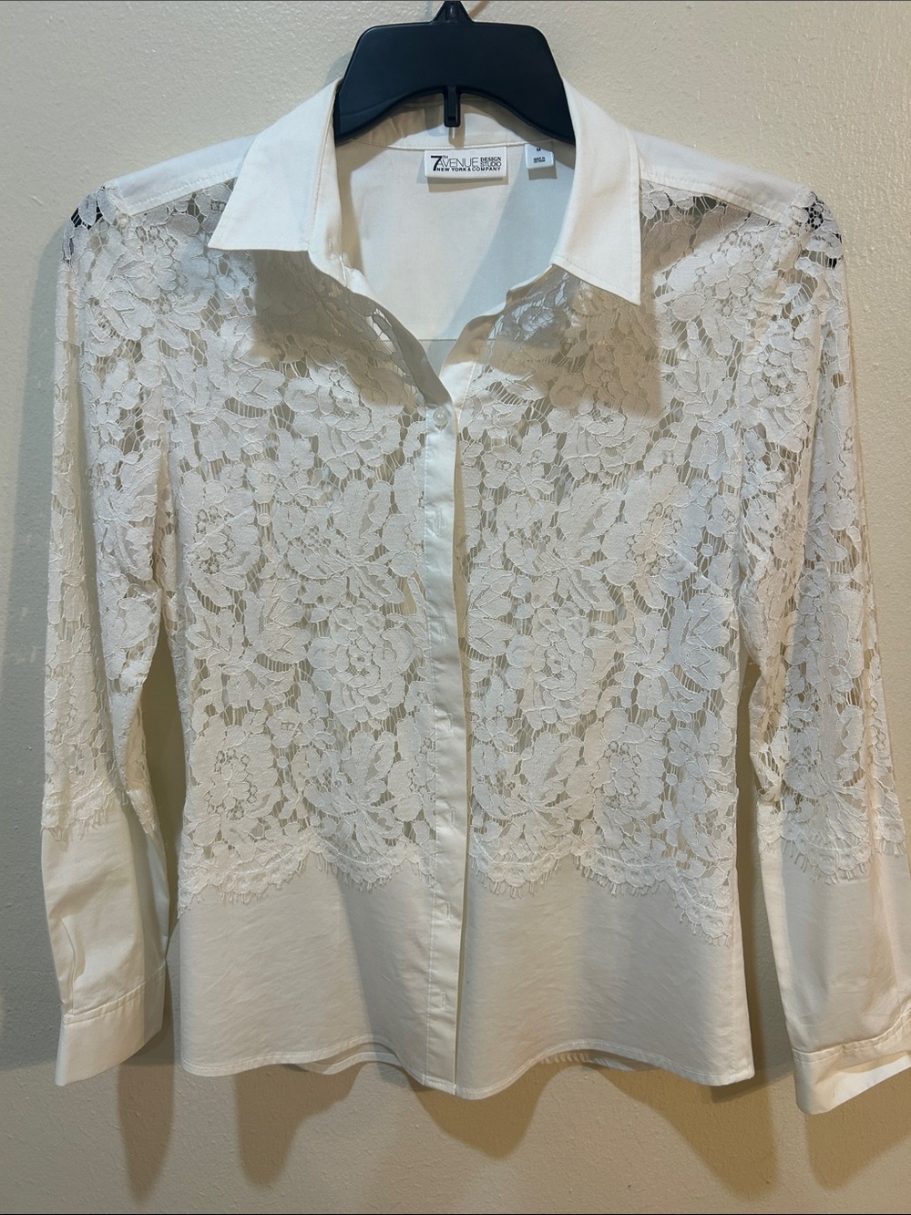 Zac & Rachel White Lace Panel Button-Down Shirt